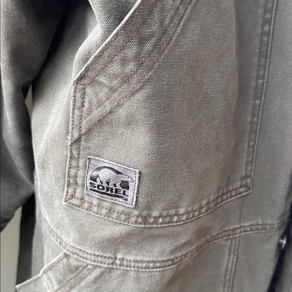 Sorel Duck barn Chore Jacket olive green canvas Pockets EUC size XL - Picture 5 of 13